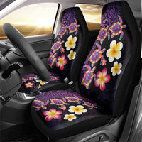 Hawaiian Turtles and Plumeria Car Seat Cover Polynesian Art Tribal Tattoo Deep Violet Color LT03 - Polynesian Pride
