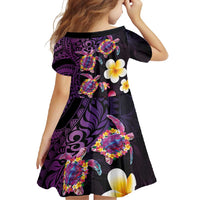 Hawaiian Turtles and Plumeria Family Matching Mermaid Dress and Hawaiian Shirt Polynesian Art Tribal Tattoo Deep Violet Color LT03 - Polynesian Pride