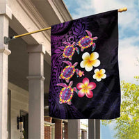Hawaiian Turtles and Plumeria Garden Flag Polynesian Art Tribal Tattoo Deep Violet Color LT03 House Flag Purple - Polynesian Pride