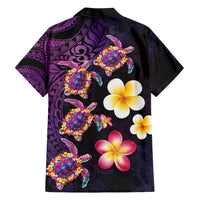 Hawaiian Turtles and Plumeria Hawaiian Shirt Polynesian Art Tribal Tattoo Deep Violet Color LT03 - Polynesian Pride