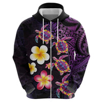 Hawaiian Turtles and Plumeria Hoodie Polynesian Art Tribal Tattoo Deep Violet Color LT03 - Polynesian Pride