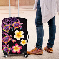 Hawaiian Turtles and Plumeria Luggage Cover Polynesian Art Tribal Tattoo Deep Violet Color LT03 Purple - Polynesian Pride