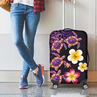 Hawaiian Turtles and Plumeria Luggage Cover Polynesian Art Tribal Tattoo Deep Violet Color LT03 - Polynesian Pride