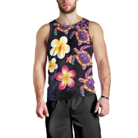 Hawaiian Turtles and Plumeria Men Tank Top Polynesian Art Tribal Tattoo Deep Violet Color LT03 - Polynesian Pride