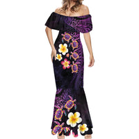 Hawaiian Turtles and Plumeria Mermaid Dress Polynesian Art Tribal Tattoo Deep Violet Color LT03 - Polynesian Pride
