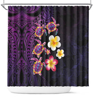 Hawaiian Turtles and Plumeria Shower Curtain Polynesian Art Tribal Tattoo Deep Violet Color LT03 Purple - Polynesian Pride