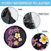 Hawaiian Turtles and Plumeria Spare Tire Cover Polynesian Art Tribal Tattoo Deep Violet Color LT03 - Polynesian Pride