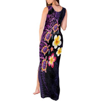 Hawaiian Turtles and Plumeria Tank Maxi Dress Polynesian Art Tribal Tattoo Deep Violet Color LT03 - Polynesian Pride