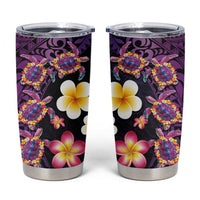 Hawaiian Turtles and Plumeria Tumbler Cup Polynesian Art Tribal Tattoo Deep Violet Color LT03 Purple - Polynesian Pride