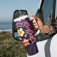 Hawaiian Turtles and Plumeria Tumbler With Handle Polynesian Art Tribal Tattoo Deep Violet Color LT03 - Polynesian Pride