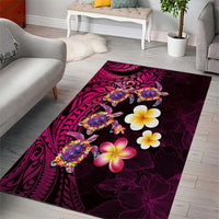 Hawaiian Turtles and Plumeria Area Rug Polynesian Art Tribal Tattoo Cerise LT03 - Polynesian Pride