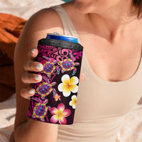 Hawaiian Turtles and Plumeria 4 in 1 Can Cooler Tumbler Polynesian Art Tribal Tattoo Cerise LT03 - Polynesian Pride
