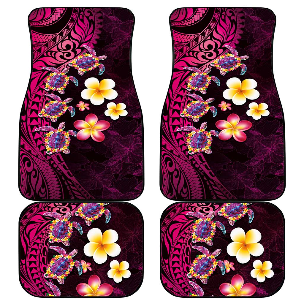 Hawaiian Turtles and Plumeria Car Mats Polynesian Art Tribal Tattoo Cerise LT03 - Polynesian Pride