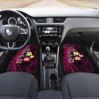 Hawaiian Turtles and Plumeria Car Mats Polynesian Art Tribal Tattoo Cerise LT03 Set 2pcs - Front Pink - Polynesian Pride