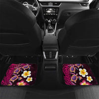 Hawaiian Turtles and Plumeria Car Mats Polynesian Art Tribal Tattoo Cerise LT03 Set 2pcs - Back Pink - Polynesian Pride