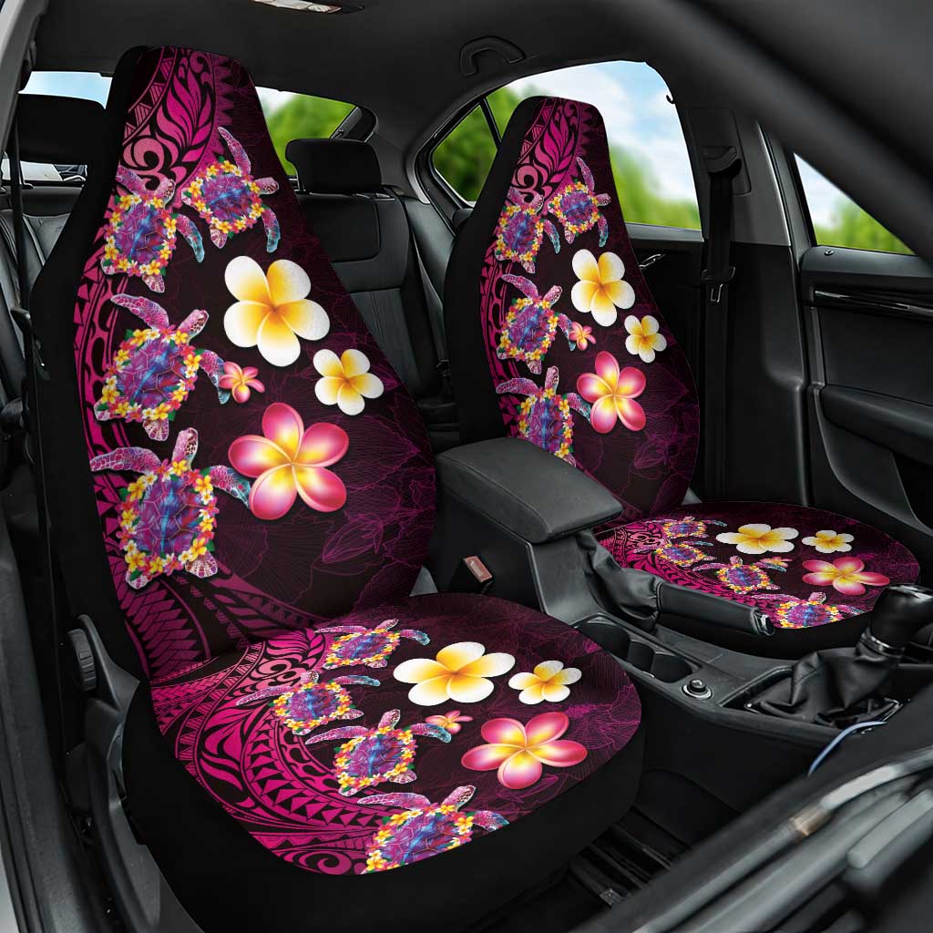 Hawaiian Turtles and Plumeria Car Seat Cover Polynesian Art Tribal Tattoo Cerise LT03 One Size Pink - Polynesian Pride