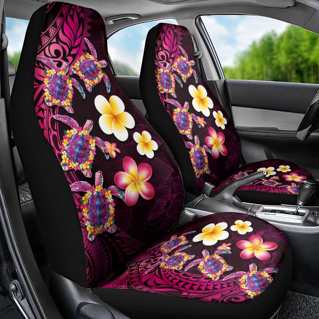 Hawaiian Turtles and Plumeria Car Seat Cover Polynesian Art Tribal Tattoo Cerise LT03 - Polynesian Pride