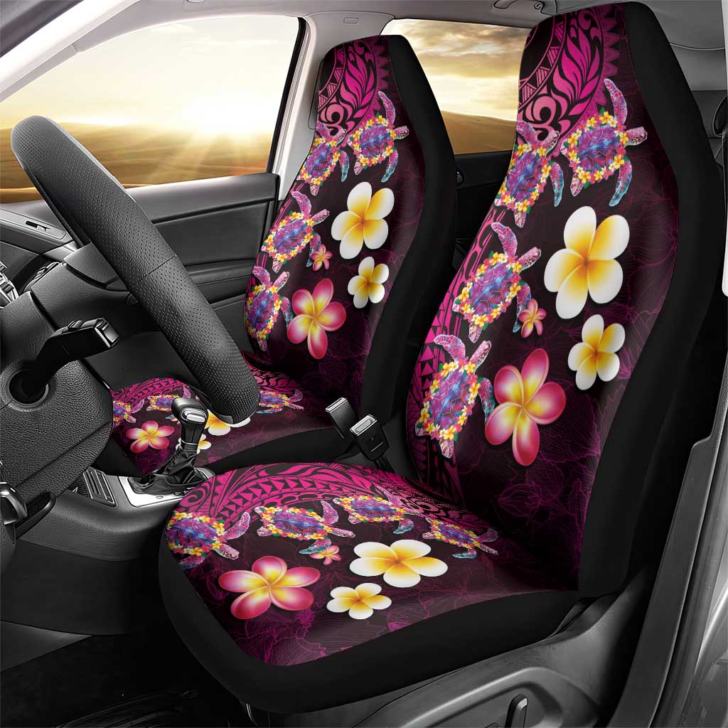 Hawaiian Turtles and Plumeria Car Seat Cover Polynesian Art Tribal Tattoo Cerise LT03 - Polynesian Pride