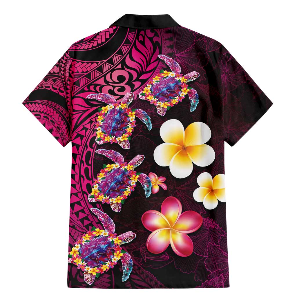Hawaiian Turtles and Plumeria Family Matching Mermaid Dress and Hawaiian Shirt Polynesian Art Tribal Tattoo Cerise LT03 - Polynesian Pride