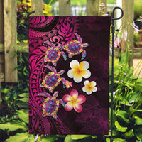 Hawaiian Turtles and Plumeria Garden Flag Polynesian Art Tribal Tattoo Cerise LT03 Garden Flag Pink - Polynesian Pride