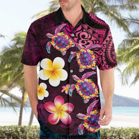 Hawaiian Turtles and Plumeria Hawaiian Shirt Polynesian Art Tribal Tattoo Cerise LT03 - Polynesian Pride