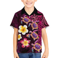 Hawaiian Turtles and Plumeria Hawaiian Shirt Polynesian Art Tribal Tattoo Cerise LT03 - Polynesian Pride
