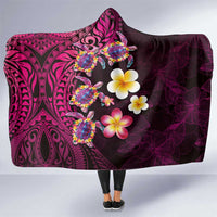Hawaiian Turtles and Plumeria Hooded Blanket Polynesian Art Tribal Tattoo Cerise LT03 One Size Pink - Polynesian Pride