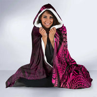 Hawaiian Turtles and Plumeria Hooded Blanket Polynesian Art Tribal Tattoo Cerise LT03 - Polynesian Pride