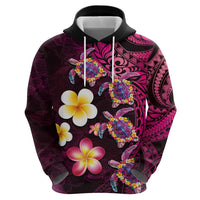 Hawaiian Turtles and Plumeria Hoodie Polynesian Art Tribal Tattoo Cerise LT03 - Polynesian Pride
