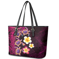Hawaiian Turtles and Plumeria Leather Tote Bag Polynesian Art Tribal Tattoo Cerise LT03 - Polynesian Pride