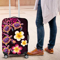 Hawaiian Turtles and Plumeria Luggage Cover Polynesian Art Tribal Tattoo Cerise LT03 Pink - Polynesian Pride