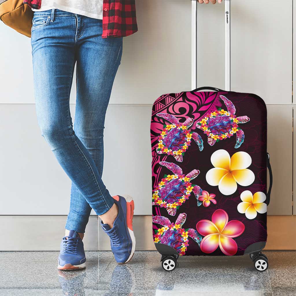 Hawaiian Turtles and Plumeria Luggage Cover Polynesian Art Tribal Tattoo Cerise LT03 - Polynesian Pride