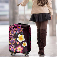 Hawaiian Turtles and Plumeria Luggage Cover Polynesian Art Tribal Tattoo Cerise LT03 - Polynesian Pride