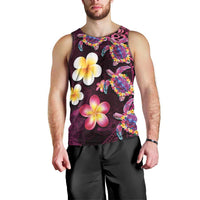 Hawaiian Turtles and Plumeria Men Tank Top Polynesian Art Tribal Tattoo Cerise LT03 - Polynesian Pride