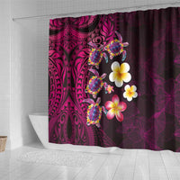 Hawaiian Turtles and Plumeria Shower Curtain Polynesian Art Tribal Tattoo Cerise LT03 - Polynesian Pride