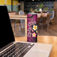 Hawaiian Turtles and Plumeria Skinny Tumbler Polynesian Art Tribal Tattoo Cerise LT03 - Polynesian Pride