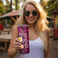 Hawaiian Turtles and Plumeria Skinny Tumbler Polynesian Art Tribal Tattoo Cerise LT03 - Polynesian Pride