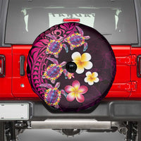 Hawaiian Turtles and Plumeria Spare Tire Cover Polynesian Art Tribal Tattoo Cerise LT03 - Polynesian Pride