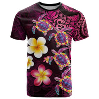 Hawaiian Turtles and Plumeria T Shirt Polynesian Art Tribal Tattoo Cerise LT03 Pink - Polynesian Pride
