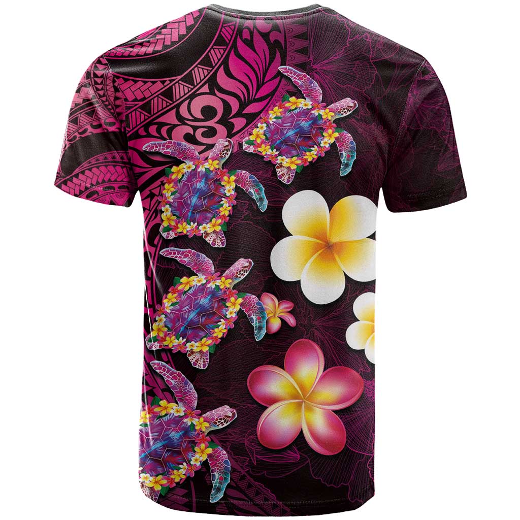Hawaiian Turtles and Plumeria T Shirt Polynesian Art Tribal Tattoo Cerise LT03 - Polynesian Pride