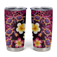 Hawaiian Turtles and Plumeria Tumbler Cup Polynesian Art Tribal Tattoo Cerise LT03 Pink - Polynesian Pride
