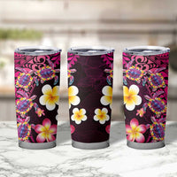 Hawaiian Turtles and Plumeria Tumbler Cup Polynesian Art Tribal Tattoo Cerise LT03 - Polynesian Pride