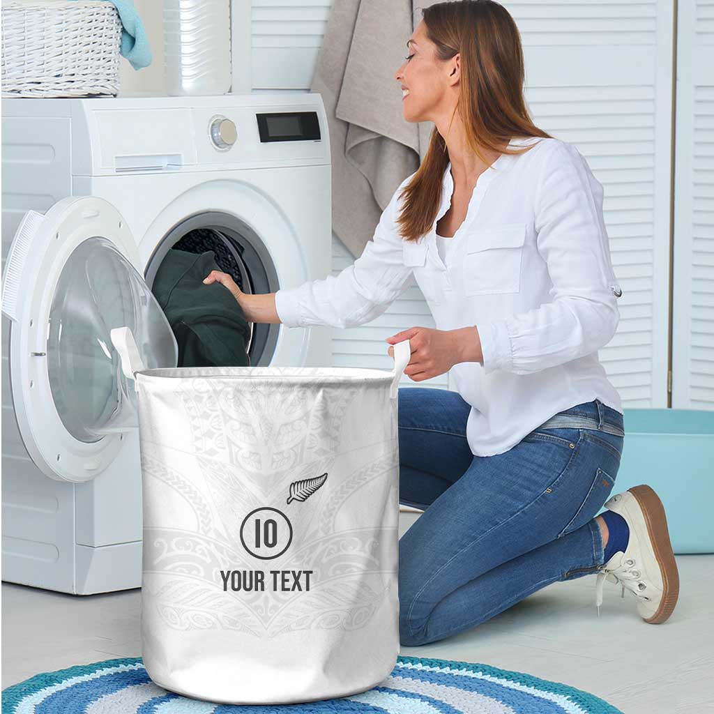 Custom New Zealand Football Laundry Basket The Whites-Sporty T90 Style LT03 - Polynesian Pride