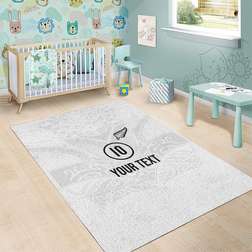 Custom New Zealand Football Area Rug The Whites-Sporty T90 Style LT03 - Polynesian Pride