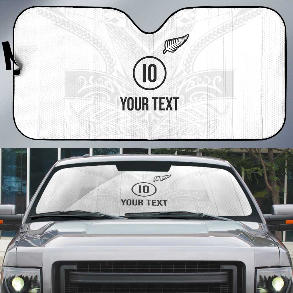 Custom New Zealand Football Auto Sun Shade The Whites-Sporty T90 Style LT03 White - Polynesian Pride