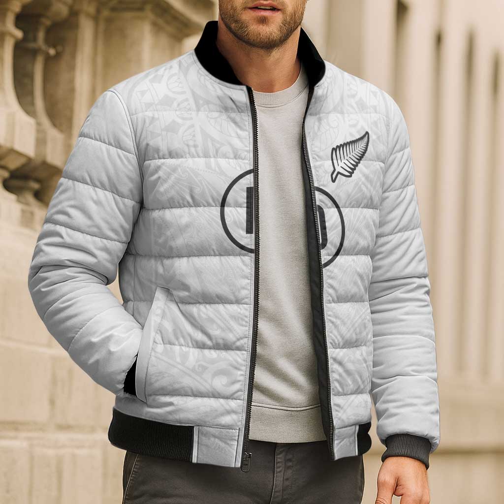 Custom New Zealand Football Bomber Puffer Jacket The Whites-Sporty T90 Style LT03 - Polynesian Pride