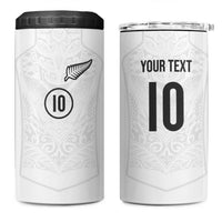 Custom New Zealand Football 4 in 1 Can Cooler Tumbler The Whites-Sporty T90 Style LT03 One Size: 16 oz White - Polynesian Pride
