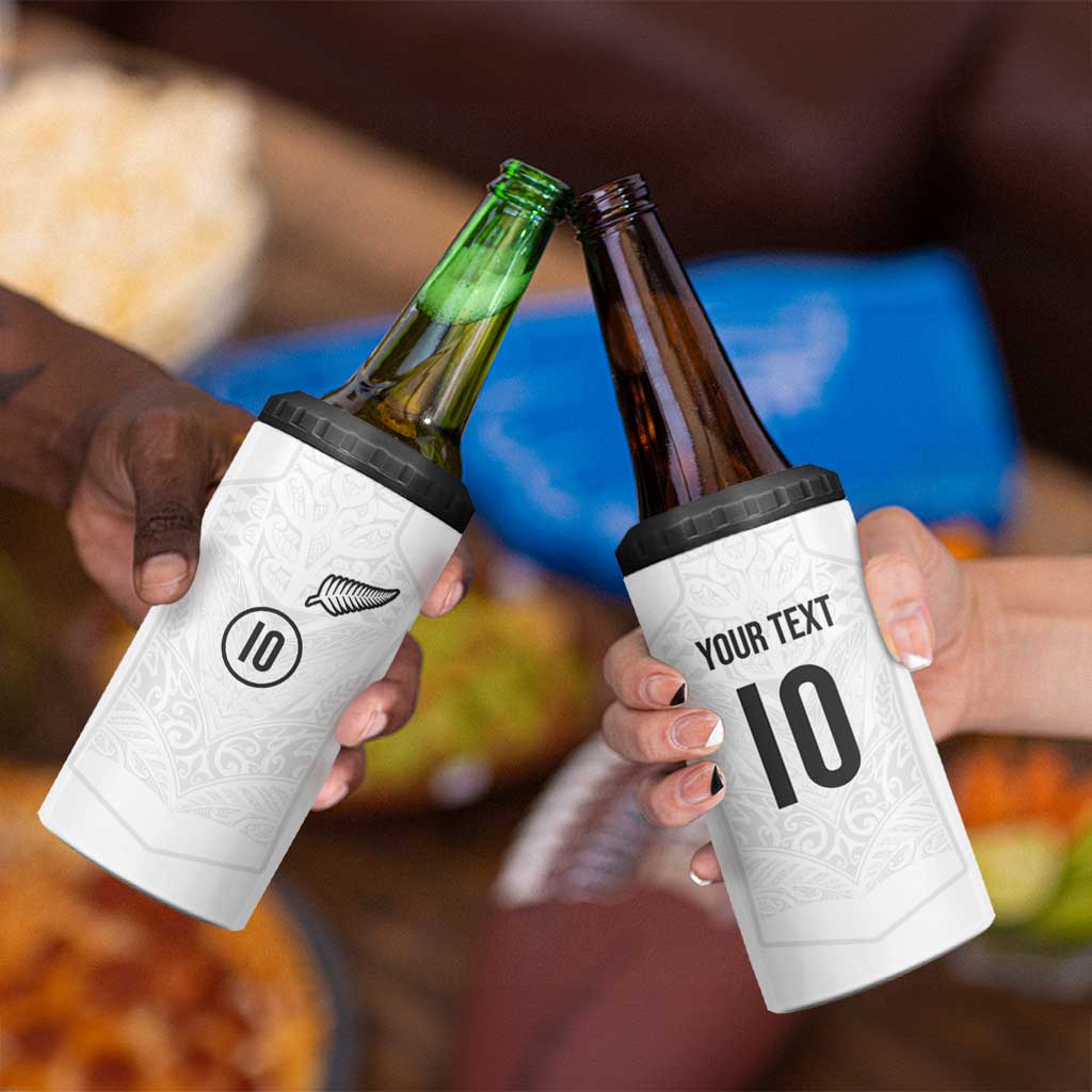 Custom New Zealand Football 4 in 1 Can Cooler Tumbler The Whites-Sporty T90 Style LT03 - Polynesian Pride