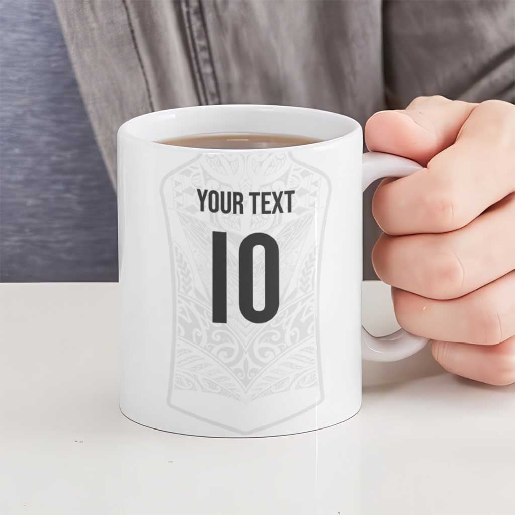 Custom New Zealand Football Ceramic Mug The Whites-Sporty T90 Style - Polynesian Pride