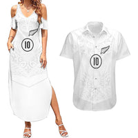 Custom New Zealand Football Couples Matching Summer Maxi Dress and Hawaiian Shirt The Whites-Sporty T90 Style LT03 White - Polynesian Pride